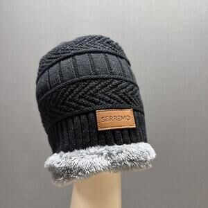 Black Serremo Beanie Hat Sherpa Lined